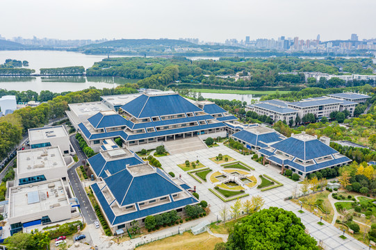 航拍湖北省博物馆展馆建筑外景