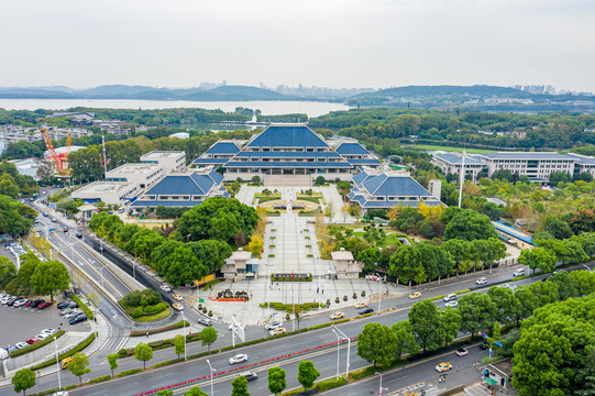 航拍湖北省博物馆展馆建筑外景