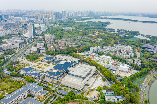 航拍湖北省博物馆展馆建筑外景