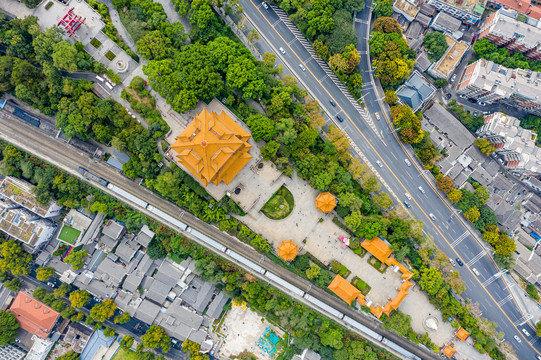 航拍武汉黄鹤楼武汉地标建筑