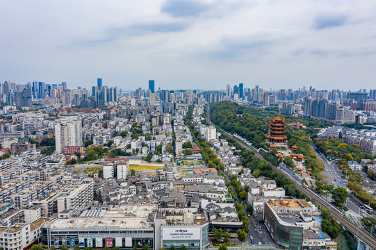 航拍武汉黄鹤楼武汉地标建筑