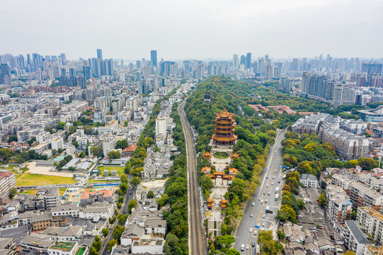 航拍武汉黄鹤楼武汉地标建筑