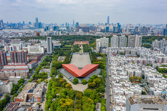 航拍武汉首义广场辛亥博物馆