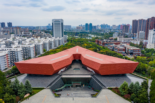 航拍武汉首义广场辛亥博物馆