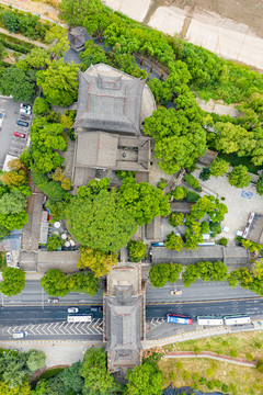 航拍武汉晴川阁景区