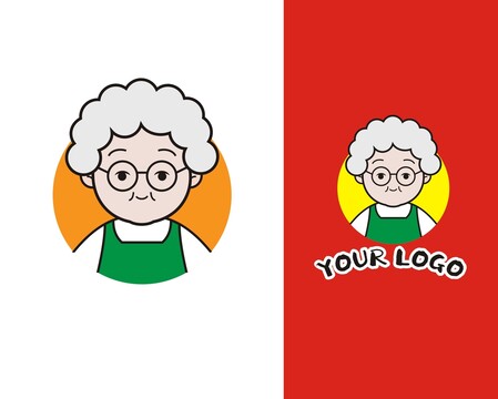 卡通餐饮烘焙奶奶外婆logo