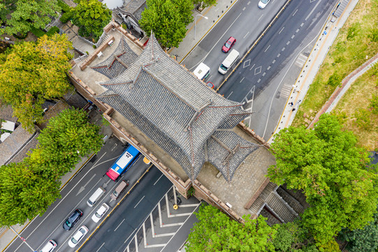 航拍武汉晴川阁景区铁门关