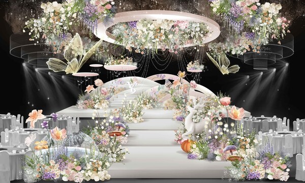 粉白色花园风婚礼效果图