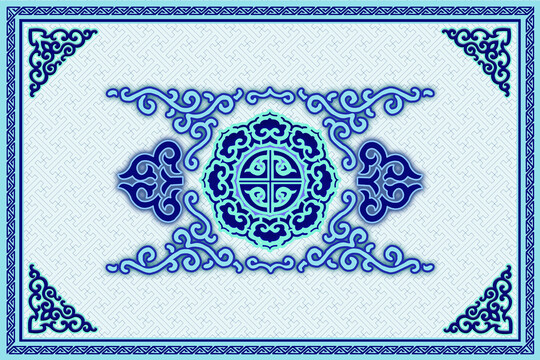 蒙古花纹蓝