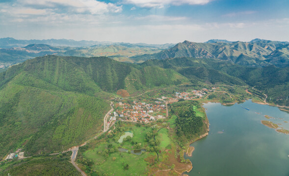 北京平谷航拍金海湖风景