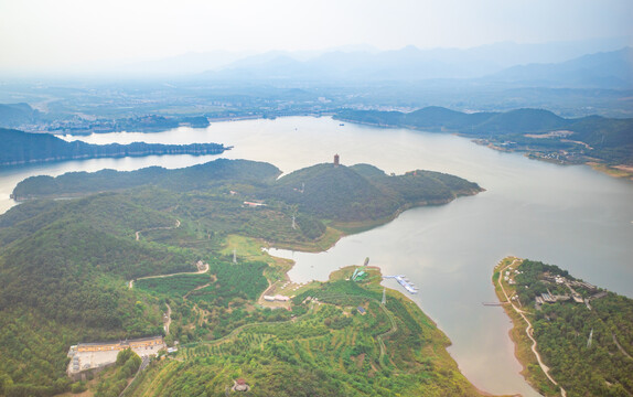 北京平谷航拍金海湖风景