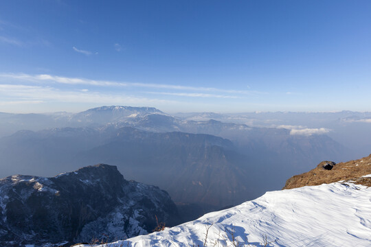 云南昭通大山包冬天雪山风景