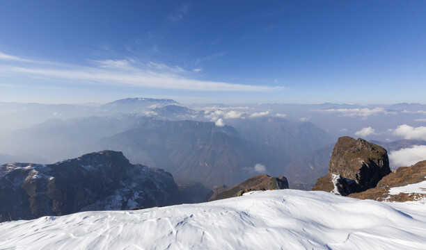 云南昭通大山包冬天雪山风景