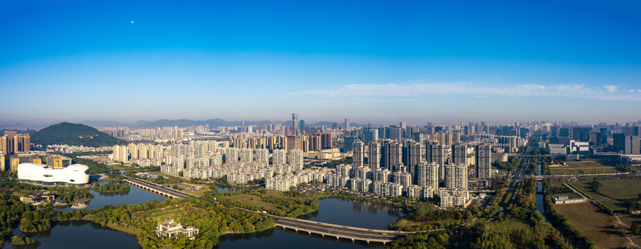 杭州市滨江白马湖动漫城航拍