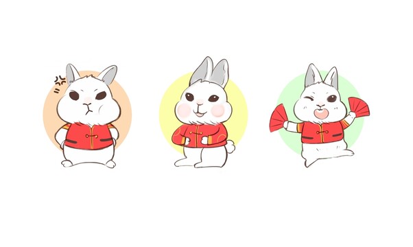 欢乐兔卡通兔年吉祥物