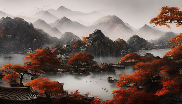 山水风光中国画