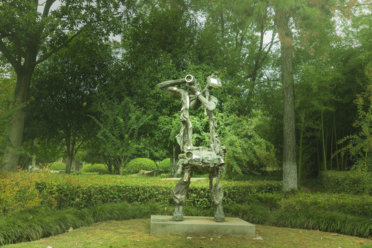 义乌福田湿地公园摄影师雕像