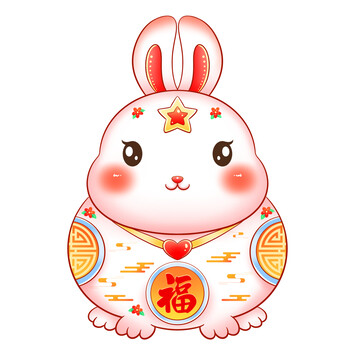 新年春节卡通兔灯笼贴纸
