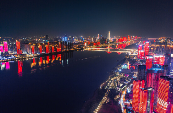 长沙城市风光航拍全景城市地标