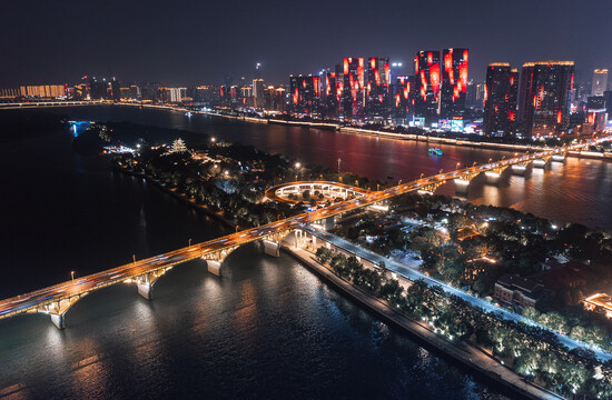 长沙城市风光航拍全景城市地标