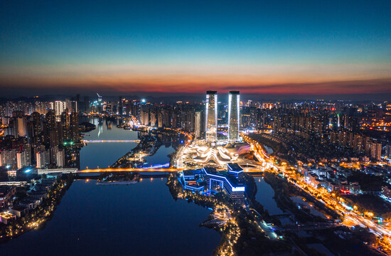长沙城市风光航拍全景城市地标