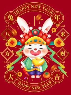 2023兔年中国风插画海报