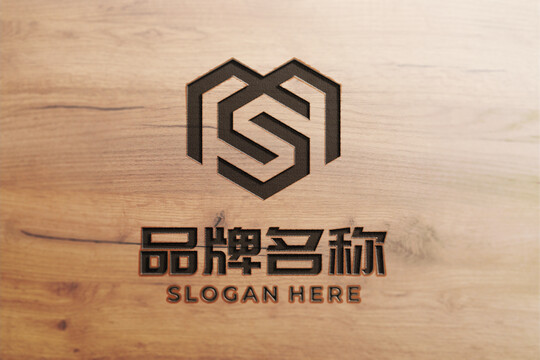 木纹激光雕刻LOGO样机