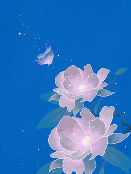 中国风牡花卉插画背景