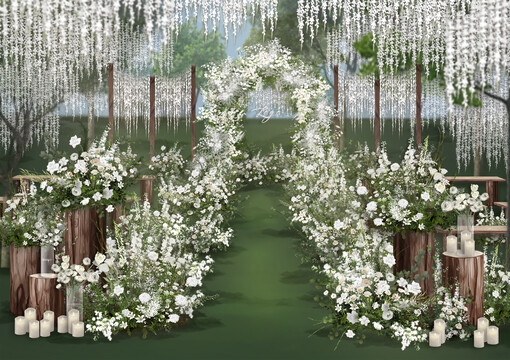 暮光之城森林森系白绿木质婚礼