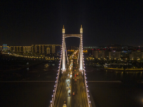 福建福州鼓山大桥夜景航拍