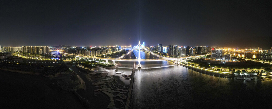 福建福州鼓山大桥夜景全景图