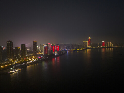 航拍安徽省芜湖市夜景