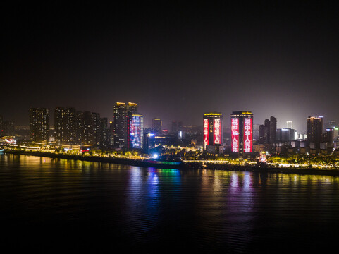 航拍安徽省芜湖市夜景