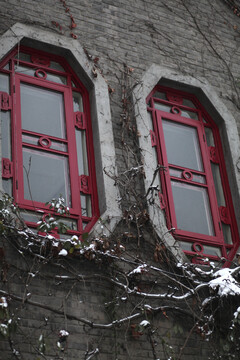 北京大学冬天雪景图