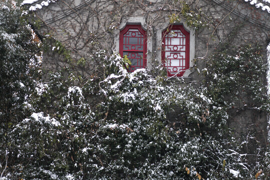 北京大学冬天雪景图