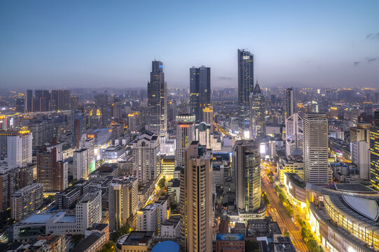 航拍无锡现代建筑景观夜景