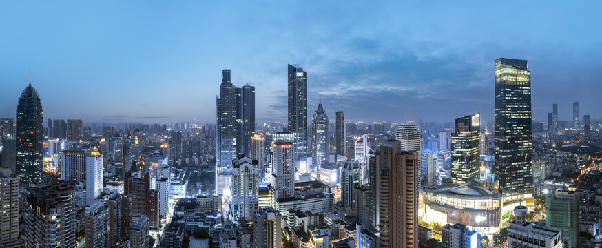 航拍无锡城市夜景