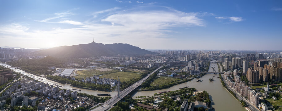 航拍无锡城市建筑天际线