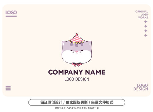 原创卡通小胖猫logo