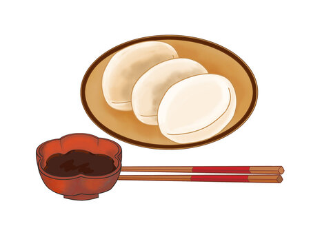 小雪美食圆柱形麻糍糖浆碗筷子