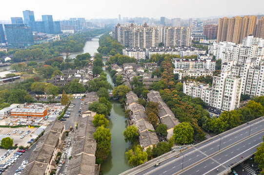 浙江省杭州市拱墅区西塘河航拍