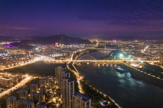 上虞航拍城市夜景