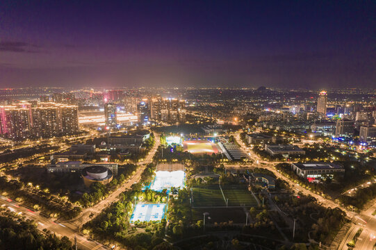 上虞航拍城市夜景