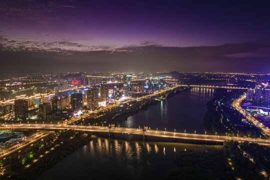 上虞航拍城市夜景