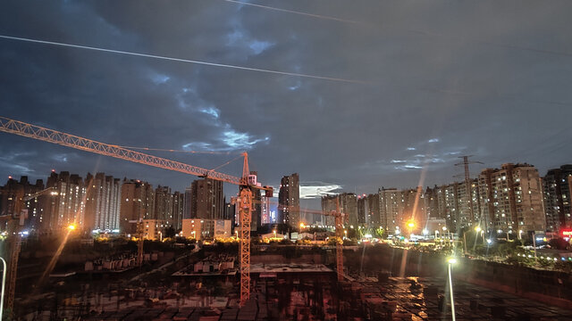 建筑工地夜景
