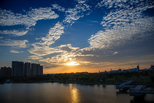 城市夕阳黄昏