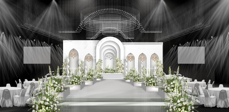 白色韩式秀场风婚礼设计效果图