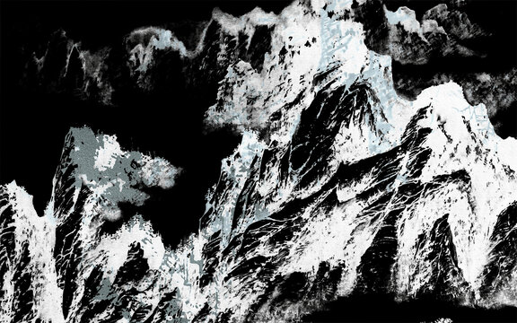 黑白抽象山水背景墙