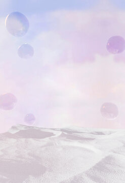 紫色透明泡泡星球背景
