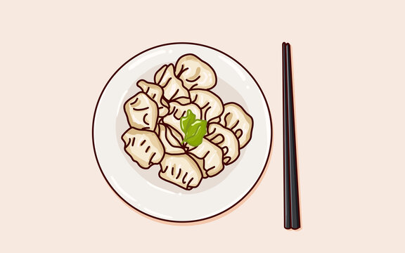 美味饺子插画